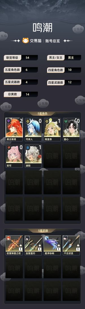 鸣潮【54级】 21奥古01守岸人加大保底