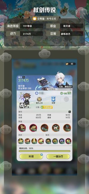 杖剑传说【191级】9千氪技能全彩职业等级290