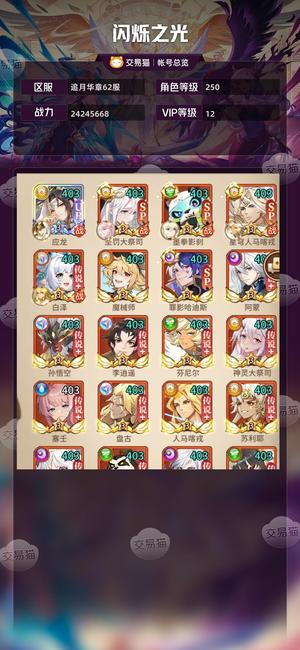 闪烁之光【VIP12,等级250】 35应龙35圣罚31重彩满格熊