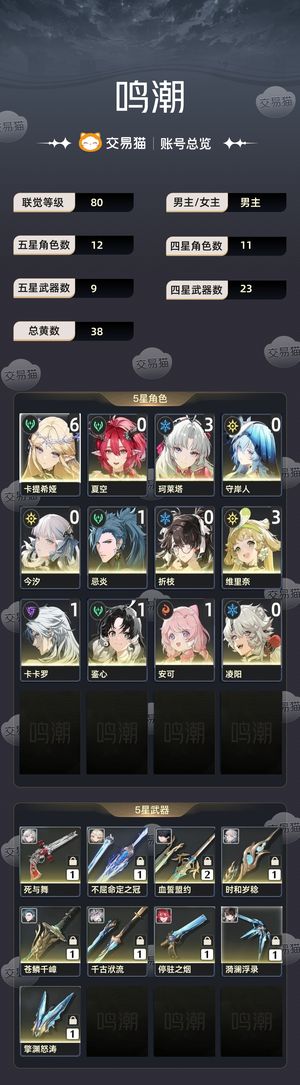 鸣潮【苹果版】【80级】 61卡提31克莱塔有守岸人