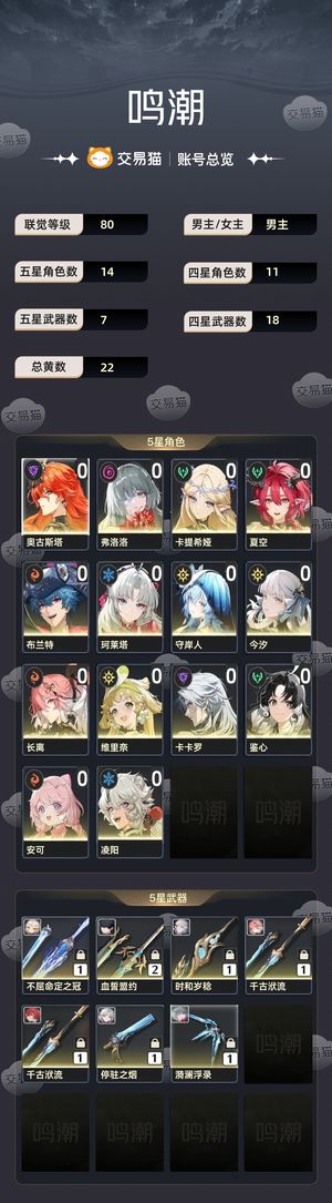 鸣潮【80级】 限定角色高练度可换绑