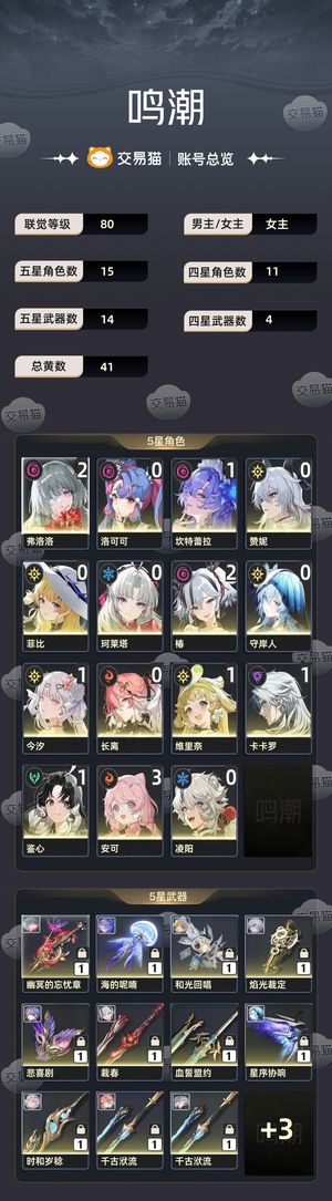 鸣潮【80级】 24限定金，2链弗椿