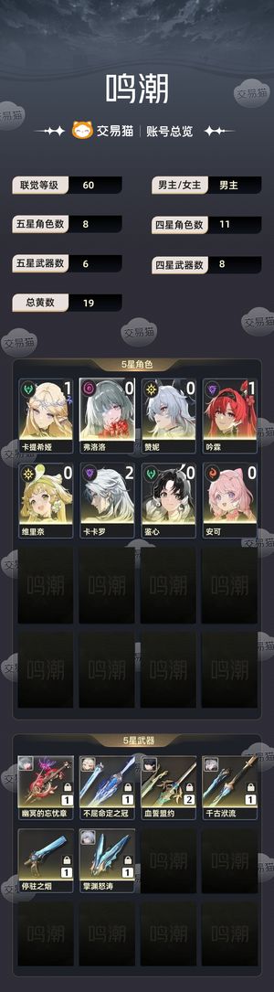 鸣潮【60级】 累了不想玩了，有意者拍