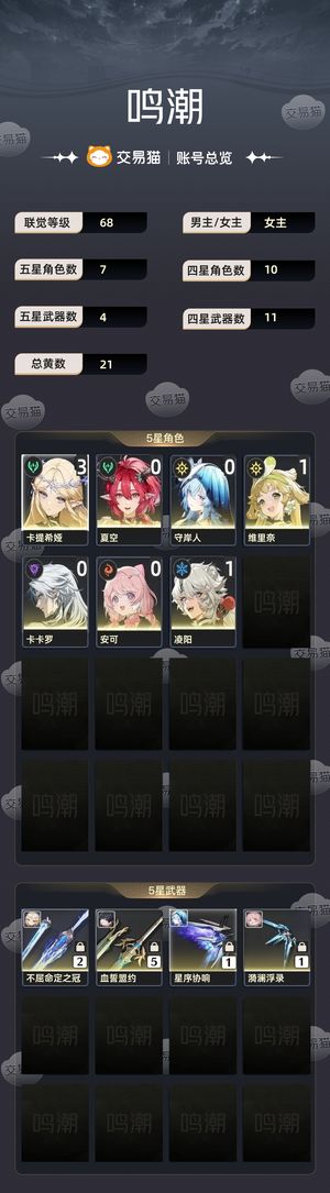 鸣潮【68级】 3 2卡提加夏空