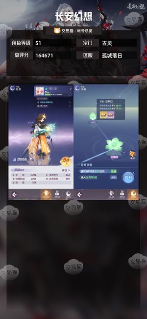 长安幻想【古灵51级总评分164671】新区三神龙骑装扮全护符洗好