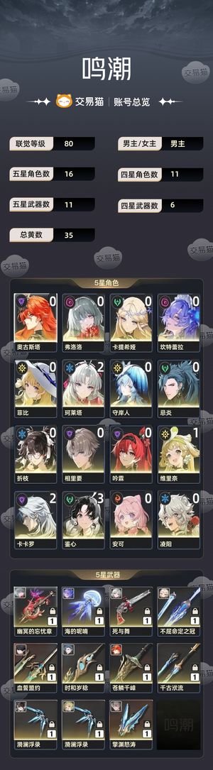 鸣潮【80级】 2 1柯莱塔，欧号，大保底