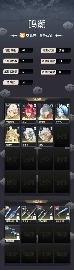 鸣潮【63级】 3加一卡提，多金