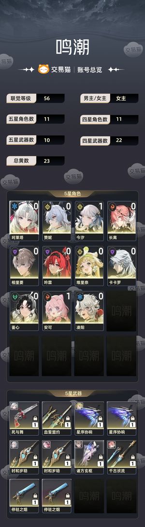 鸣潮【56级】今汐，克莱塔，都有专武