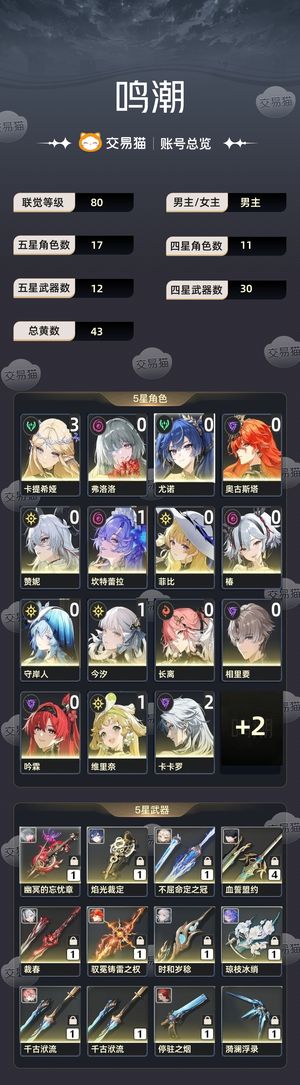 鸣潮【80级】 多金，主c都带专武
