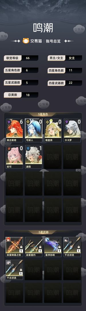 鸣潮【66级】 6 1奥古斯，0 1塔守岸人