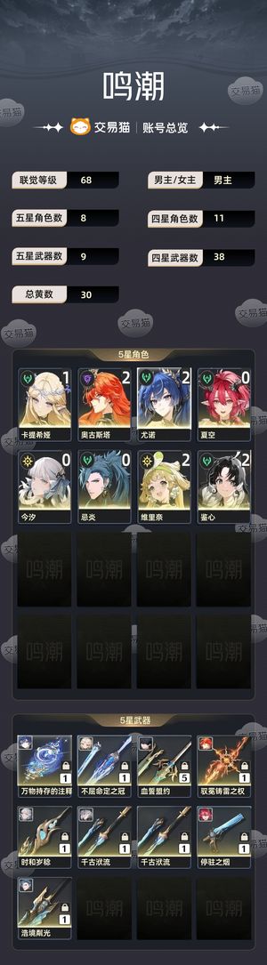 鸣潮【68级】 2 1奥，2 1尤，1 1卡提