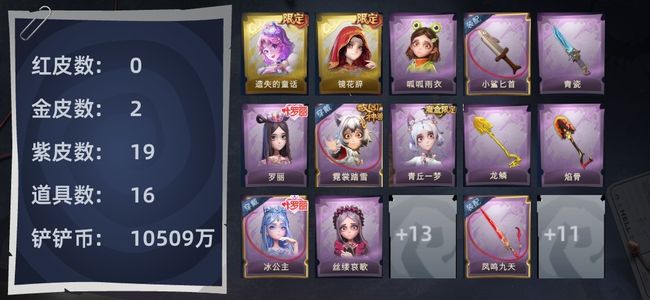 超自然行动组0红皮 2金皮 19紫皮 16道具 9动作 10级梦居