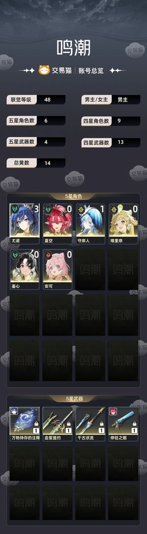 鸣潮【苹果版】【48级】 三链毕业优诺夏空守岸人超强风队