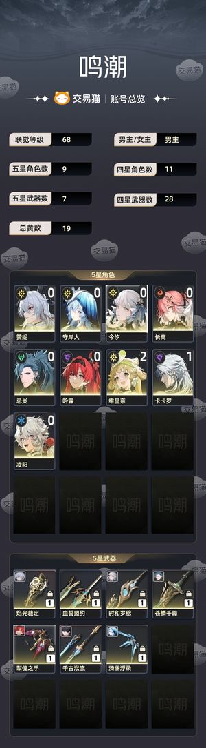 鸣潮【68级】 60级忌炎01吟霖01今汐01
