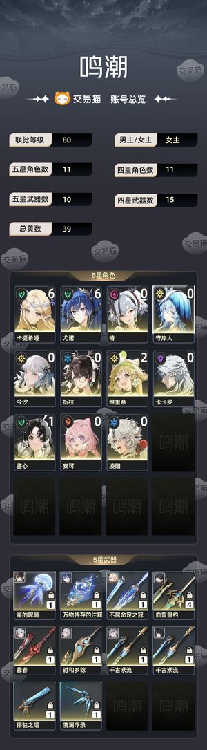 鸣潮【80级】 6卡6月带守