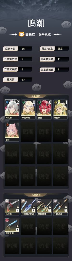 鸣潮【56级】 周年庆大c卡提夏空珂莱塔2 1