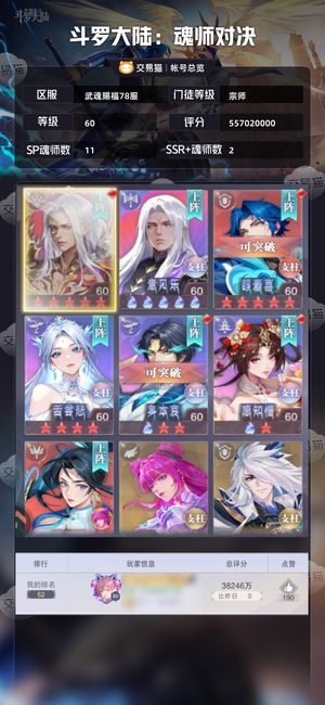 斗罗大陆：魂师对决【宗师,60级】 该有的都有，嘎嘎猛