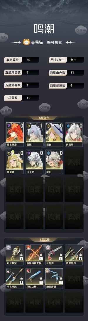 鸣潮【60级】 明朝自玩好 特别欧 俩次双金
