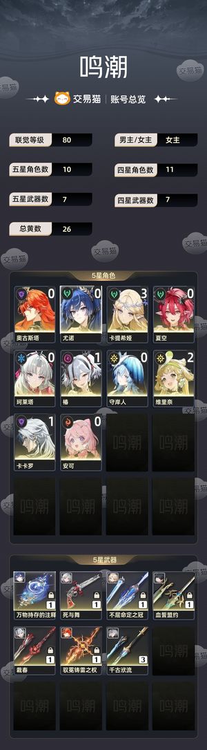 鸣潮【80级】 31卡提希娅 日月守队