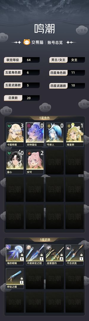鸣潮【64级】31 卡提01 坎特00 守