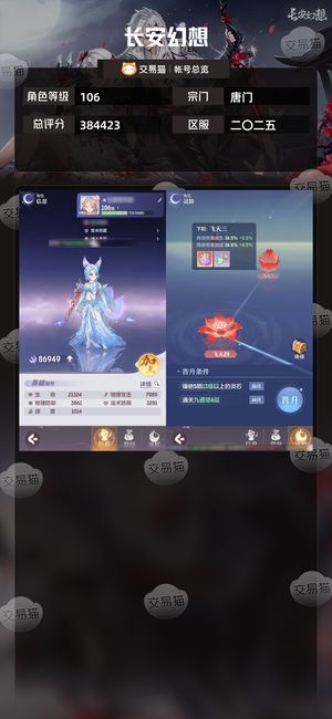 长安幻想【唐门106级总评分384423】200天双卡