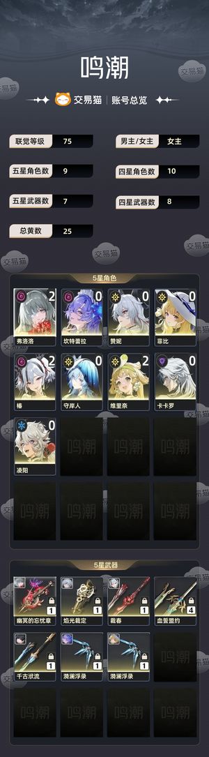 鸣潮【75级】 二链弗洛洛 二链椿 光噪队