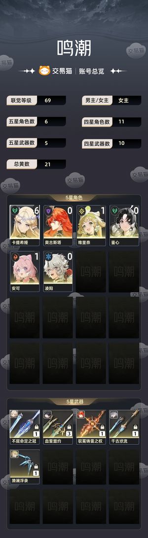 鸣潮【69级】 纯手工6 1卡提01太阳神