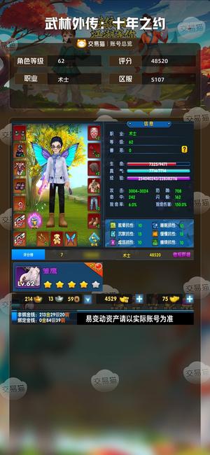 武林外传：十年之约【62级】全网最低满侠底子号