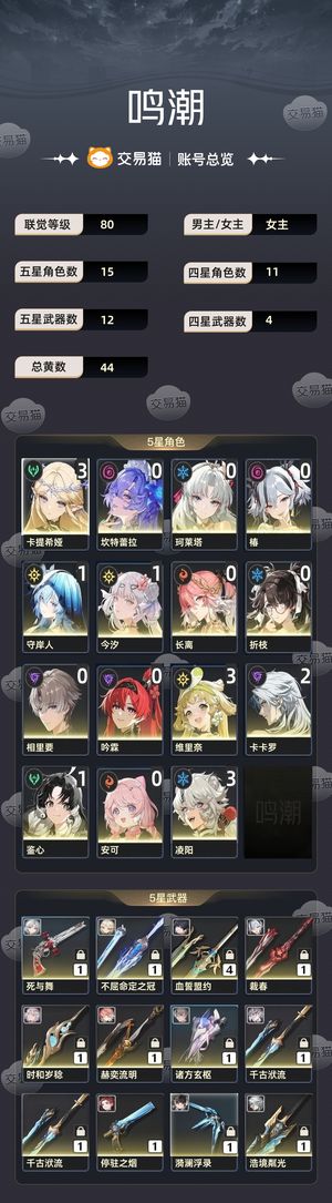 鸣潮【80级】 满皮肤220抽配队齐