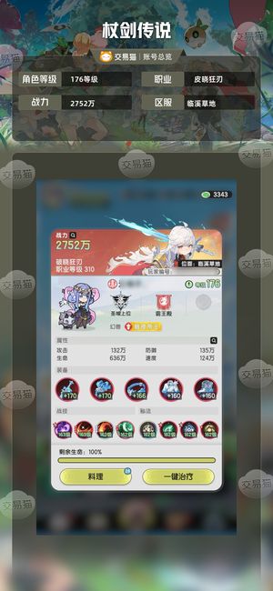 杖剑传说【176级】先遣服，小极品，排名号9张技能券