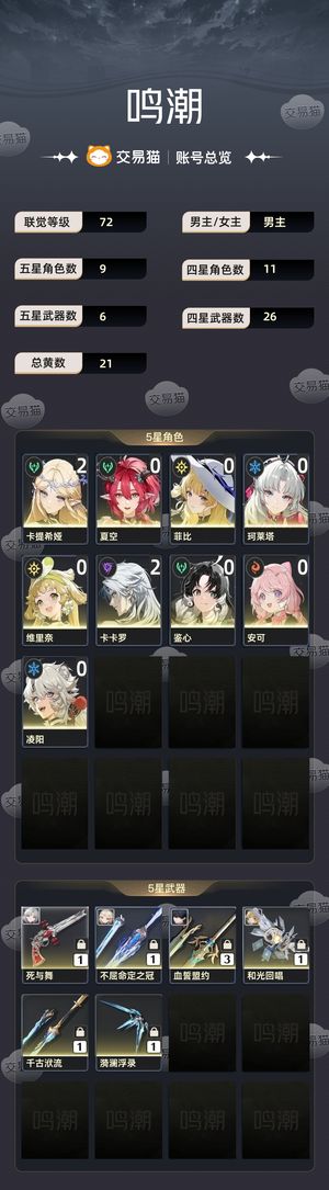 鸣潮【72级】 2 1卡提希娅，卡夏风蚀队