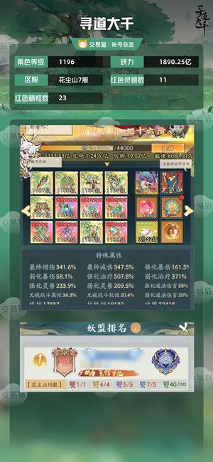 寻道大千【等级1196,妖力1890.25亿】 新区塑11罗睺白毛李火旺多大皮