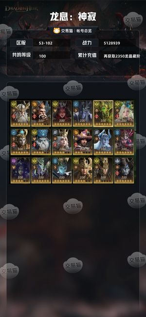 龙息：神寂【共鸣等级100,战力5128939】快来捡漏没时间玩了来有缘人接手