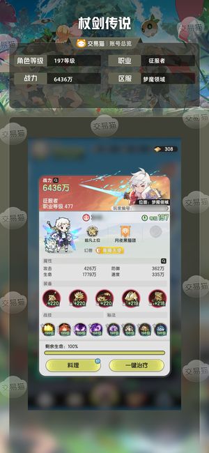 杖剑传说【197级】22w断层榜一宠物宝石词条全满