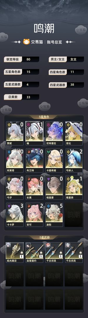 鸣潮【80级】 皮肤都买了