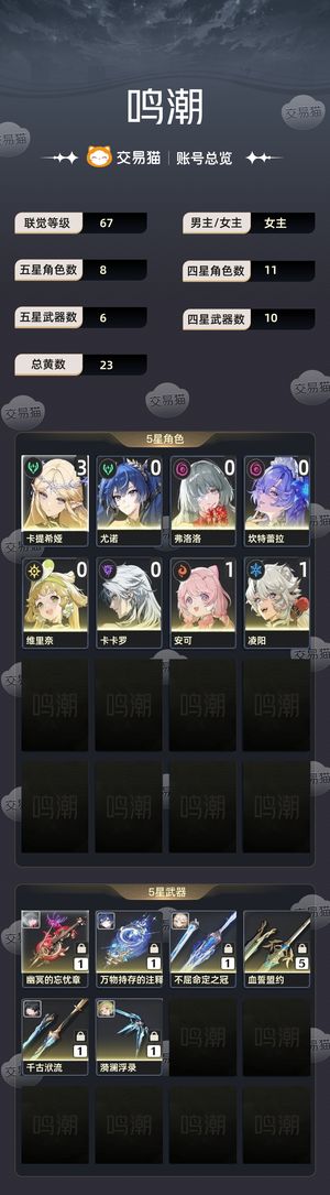 鸣潮【67级】 31卡提01弗洛洛01尤诺