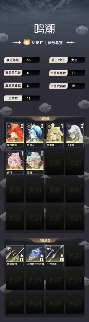 鸣潮【56级】 二链守岸有奥古和优诺专武