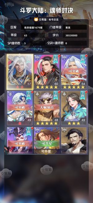 斗罗大陆：魂师对决【菁英,63级】红3王林2万钻520票