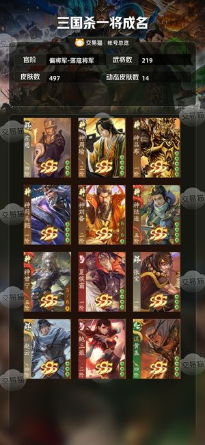 三国杀一将成名（三国杀十周年）【偏将军-荡寇将军】低价售卖，