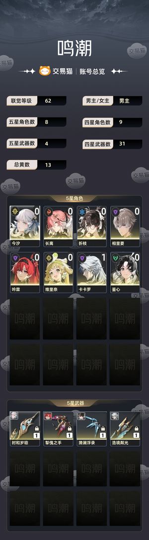 鸣潮【62级】 全女up双专欧皇男主号低探
