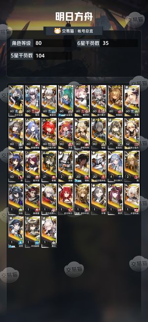 明日方舟【80级】开服号ew新能酒神祥子异格鬼姐