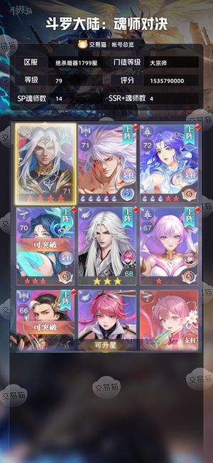 斗罗大陆：魂师对决【大宗师,79级】 性价比高，有王林