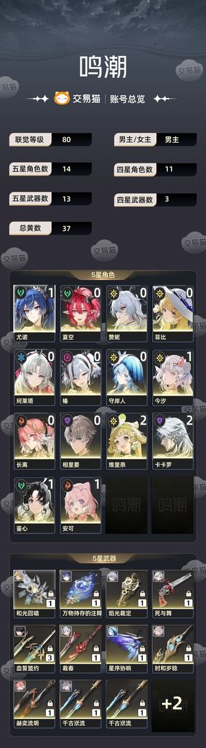 鸣潮【80级】 10up8专武带360抽