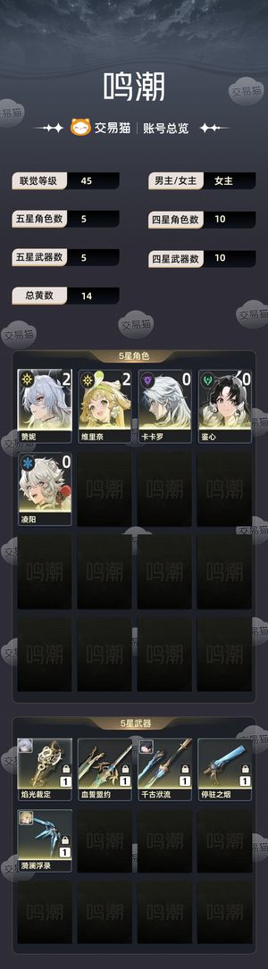 鸣潮【45级】 2命赞妮带专武