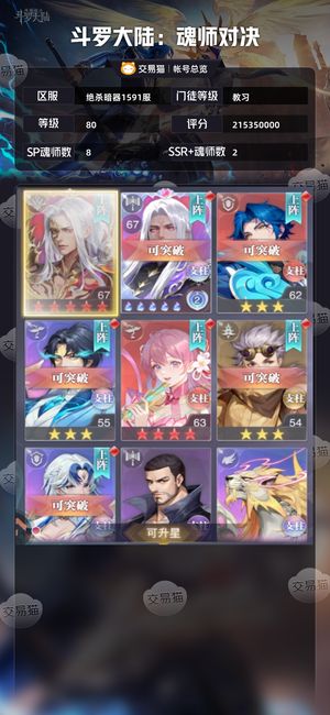 斗罗大陆：魂师对决【教习,80级】9SP双皮神三尘心，出