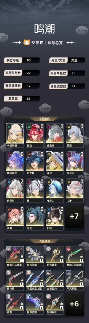 鸣潮【80级】 卡提3链，珂莱塔二链