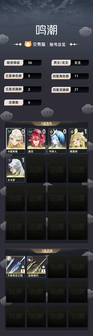 鸣潮【56级】 01卡提00夏空守岸人5k星声
