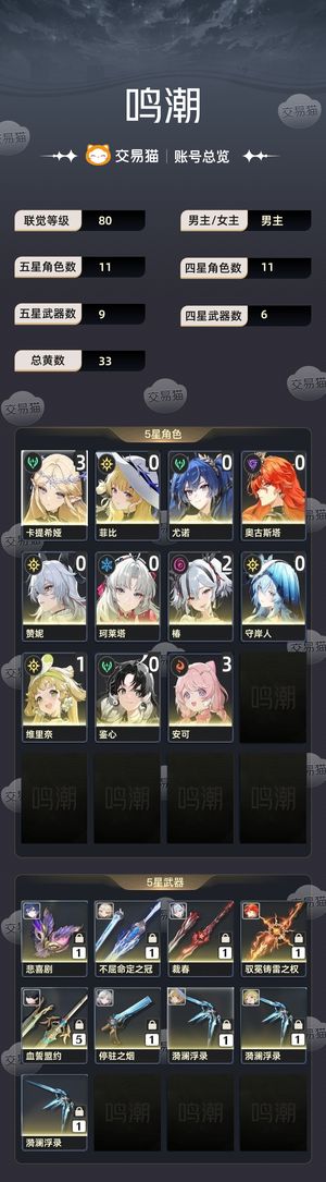 鸣潮【80级】 31卡提，21椿，日月，赞菲