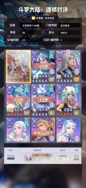 斗罗大陆：魂师对决【玄天殿主,95级】95级顶氪尊主号