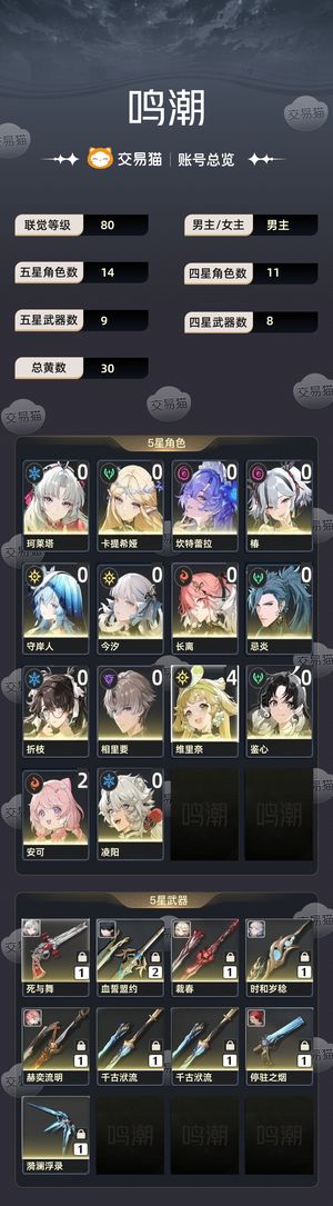 鸣潮【80级】 01长离今汐珂莱塔椿9up